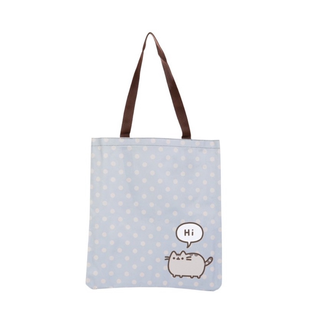 Pusheen the Cat | blue polka dot tote bag
